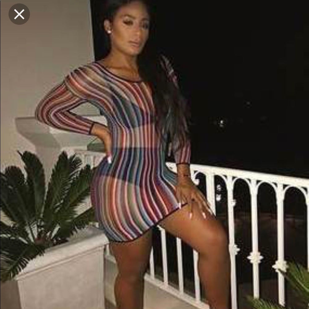 Rainbow fishnet dress!🌈